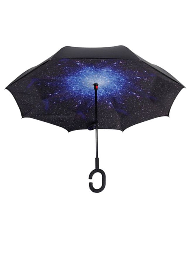 NIBEMINENT - Folding C-Shaped Handle Reversible Umbrella Black - Image 1