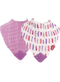 Nuby Nuby Reversible 100% Natural Cotton Muslin 2 Piece Teething Bib  - Image 4