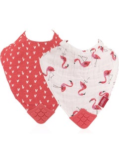 Nuby Nuby Reversible 100% Natural Cotton Muslin 2 Piece Teething Bib  - Image 3