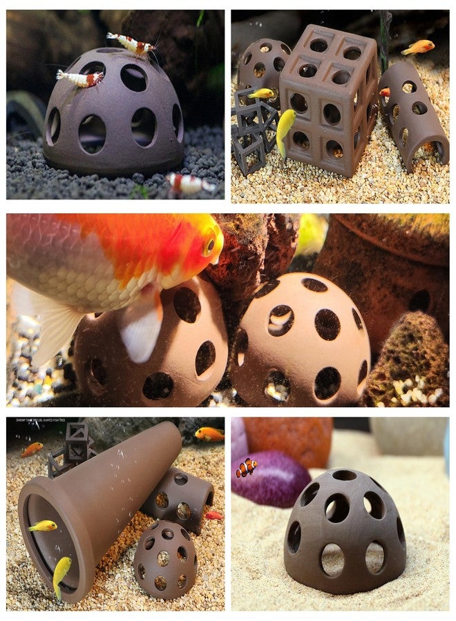 M2cbridge Ceramic Shrimp Dome Hide Shelters Swim Holes Shrimp Habitat Breeding Tube(2PCS Dome+1PC Tube) - Image 3