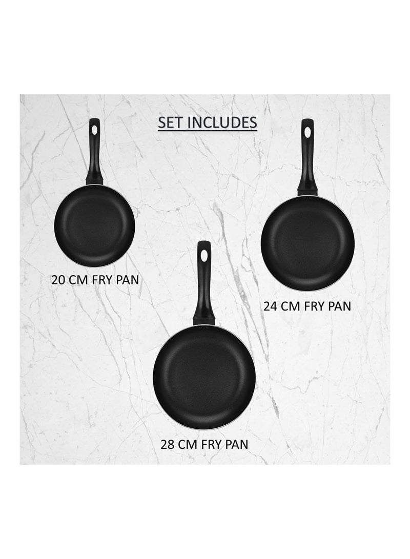 Auroware 3 Pack Non Stick Frying Pan Cooking Set 20cm 24cm 28cm - Image 5