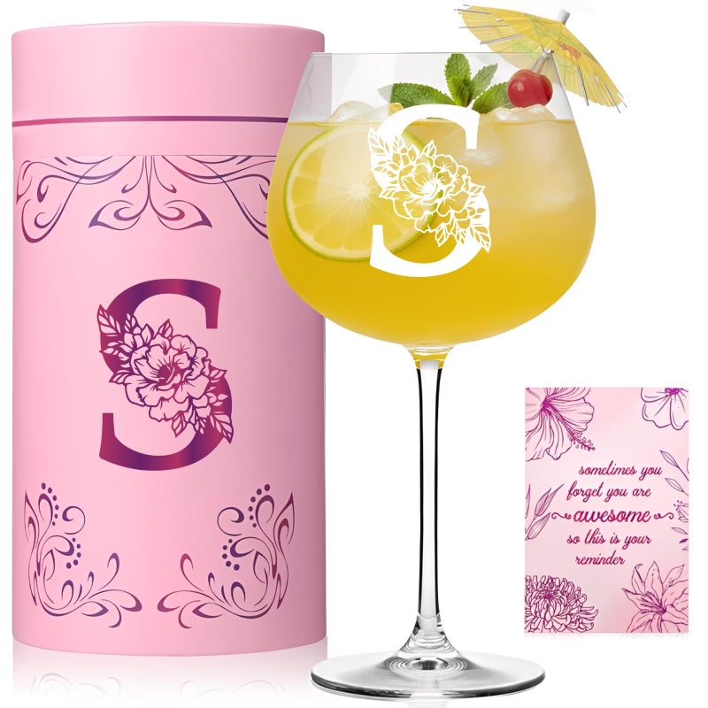 Physkoa Personalized Initial Wine Glass for Women - 20 oz Stemmed Monogrammed Glass, Customized Engraved Gift for Mom, Wife, Friend, Her - Birthday, Motherâ€™s Day, Wine Lover Gift - Image 1