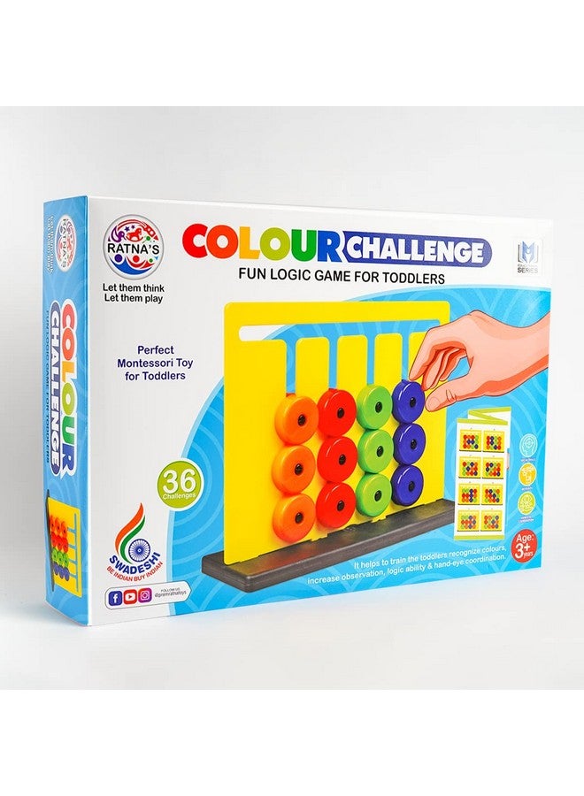 RATNA'S RATNA'S Colour Challenge Montessori Slide & Match Puzzles - Brain Game for Kids | Fun and Colourful Pattern Making Activity Toys | Early Development and Learning Kids Toys for 3+ Years  - Image 1