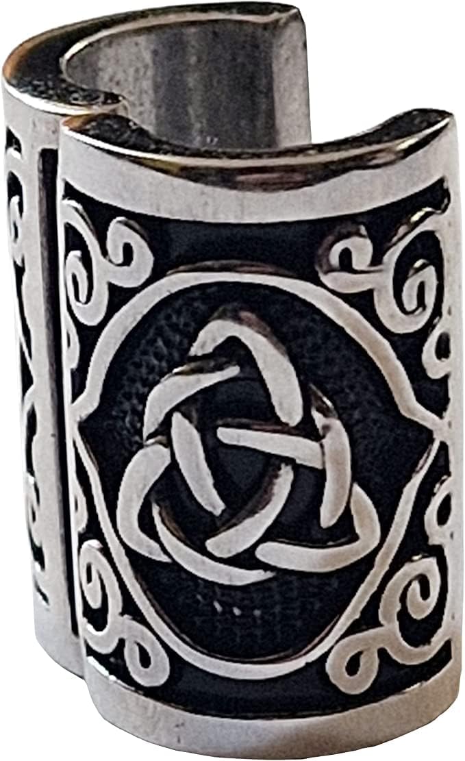 VALHALLA Hair Beads Opener, Viking Beard Bead 316L Steel Silver Stainless Steel HUGE Runes - Image 1