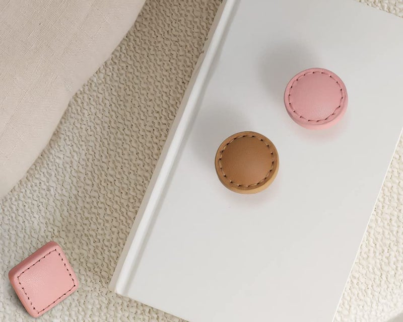 MANTARA L0008SquarePink Hand Stitched Leather Buckle Handle Color Single Hole Leather Handle Cabinet Door Shoe Cabinet Bedside Cabinet Drawer Handle Pack of 1 - Image 5