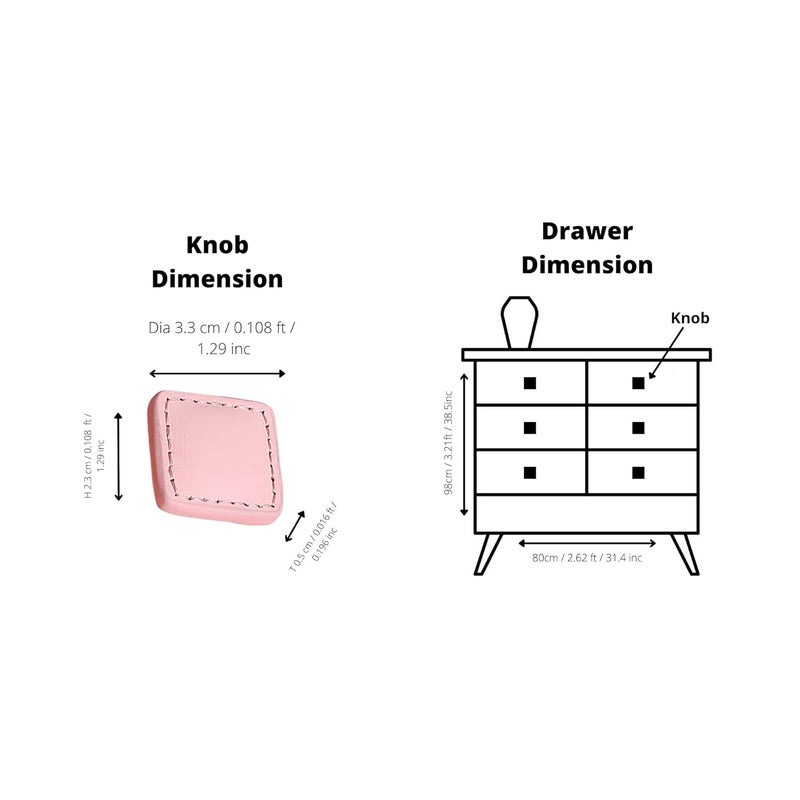 MANTARA L0008SquarePink Hand Stitched Leather Buckle Handle Color Single Hole Leather Handle Cabinet Door Shoe Cabinet Bedside Cabinet Drawer Handle Pack of 1 - Image 3