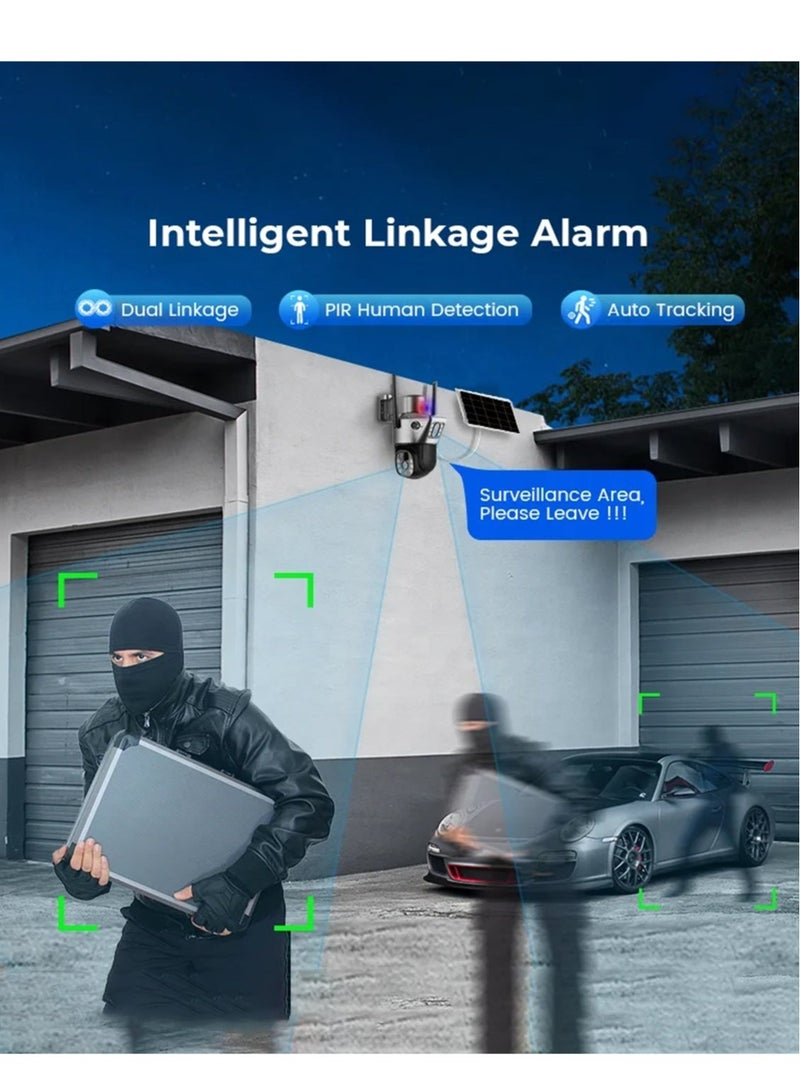 4K 8MP Solar Camera 4G Sim PTZ Cameras Outdoor Dual Lens IP Camara Solar Panel CCTV Security Built in Battery PIR Cam (With 128GB SD Card) - Image 5