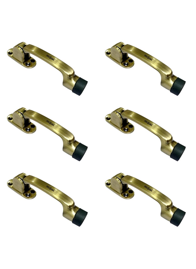 BRASK BRASK Brass HeavyDuty Door Stopper 5 Inch with Screws Model 608 Wooden Door Stoppers Durable Stylish Door Stoppers for Home Office and Hotels 6 Antique Brass  - Image 1