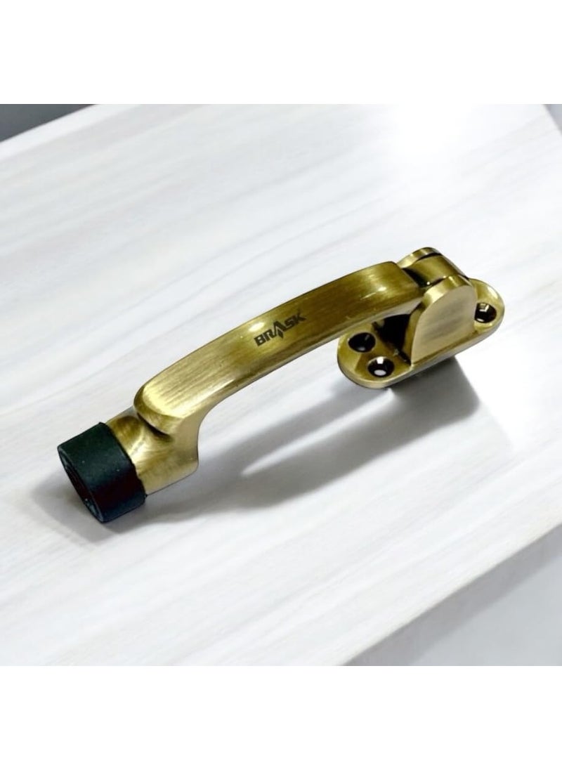 BRASK BRASK Brass HeavyDuty Door Stopper 5 Inch with Screws Model 608 Wooden Door Stoppers Durable Stylish Door Stoppers for Home Office and Hotels 6 Antique Brass  - Image 3