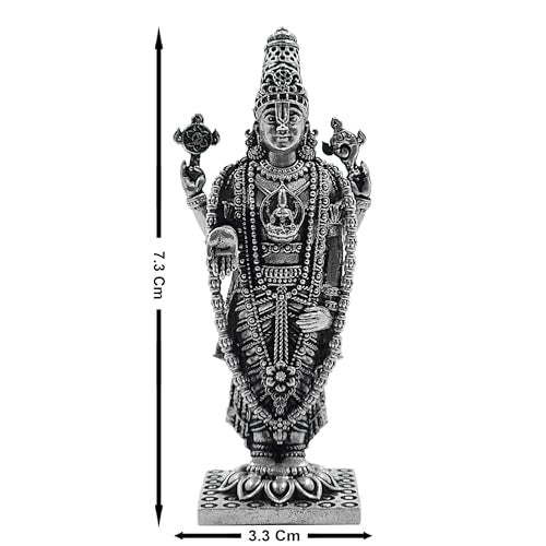 MAA SILVER Pure Silver Tirupati Balaji Semi-Solid Idol | Shri Venkateswara Swamy Murti with Antique Oxidized Finish Perfect for Pooja/Puja & Gifting Use (925 Purity)(50 Grams Silver) - Image 5