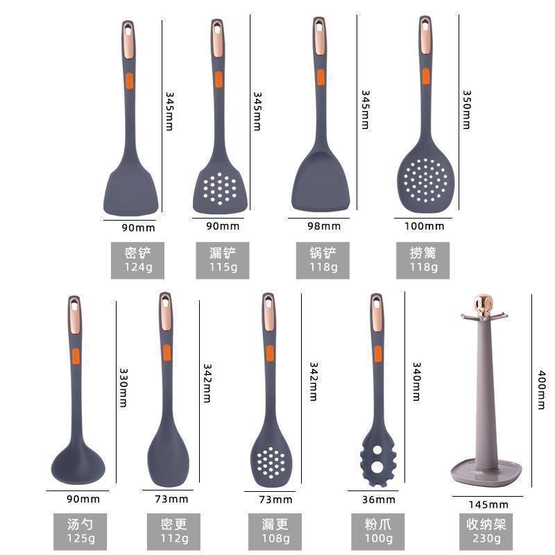 7-Piece Silicone Kitchen Utensil Set with Storage Rack - Image 5