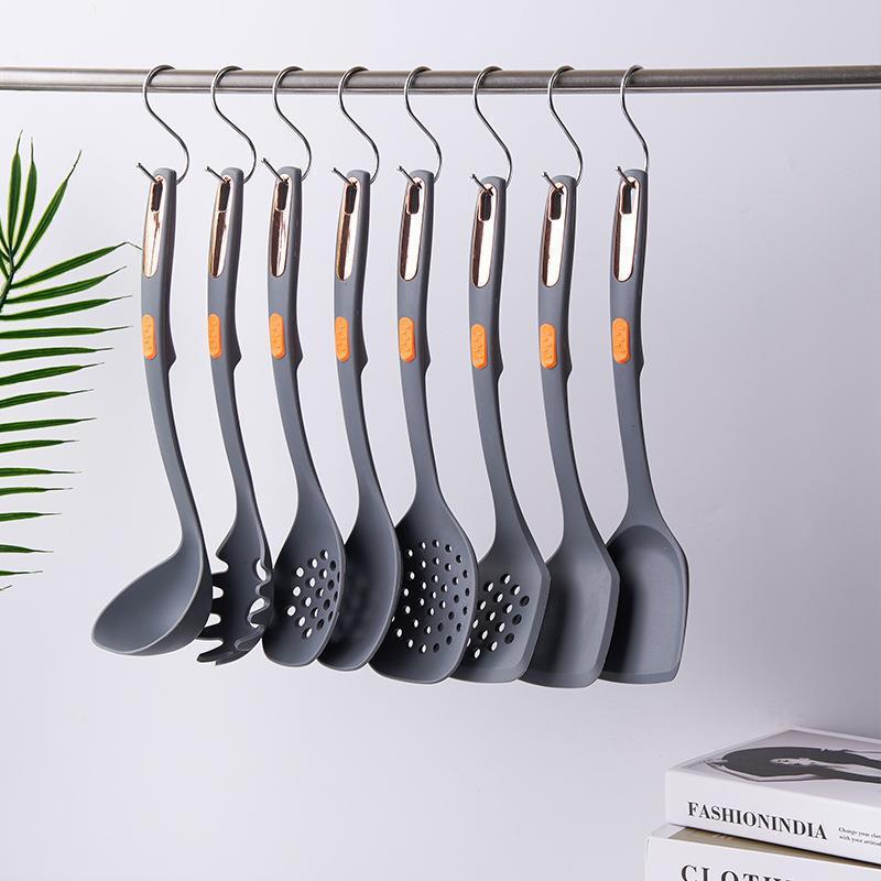 7-Piece Silicone Kitchen Utensil Set with Storage Rack - Image 3