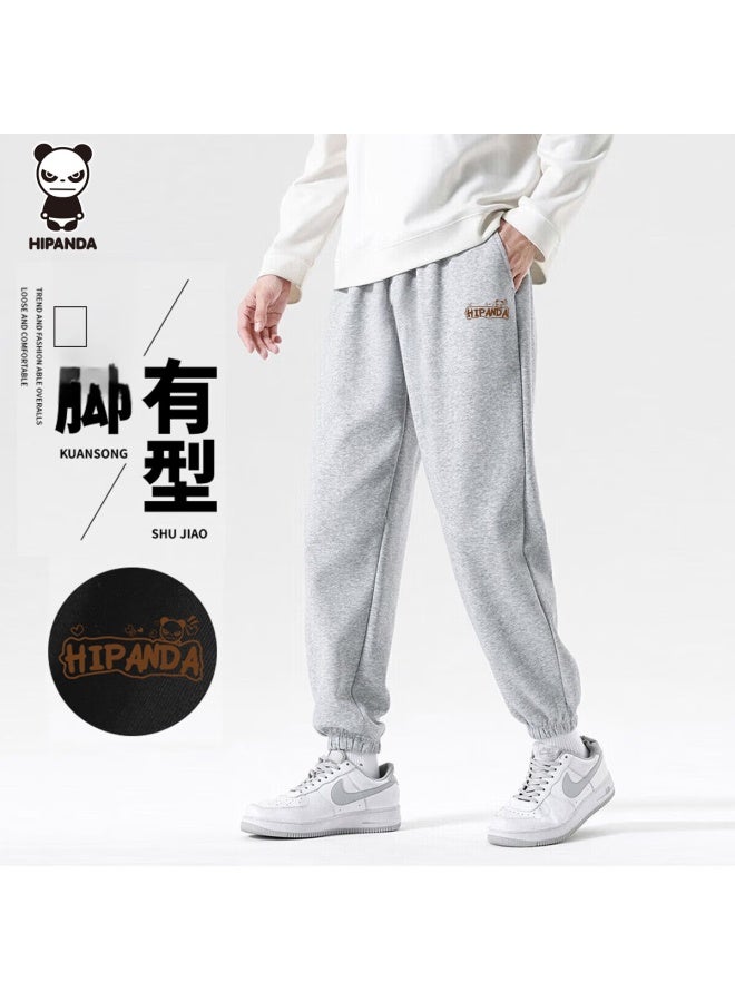 Hipanda o Panda Casual Pants For Men, Summer Trendy Sports Loose-fit Tapered Trousers, Versatile Gray, XL - Image 1