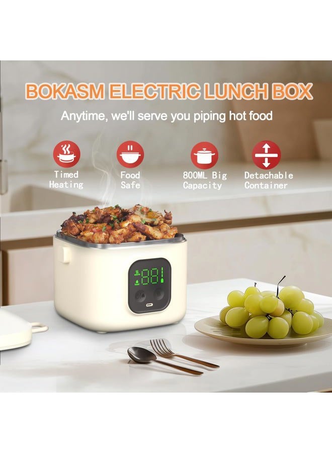 BOKASM Portable Rechargeable Electric Lunch Box with Digital Screen, Food Heating Container - Image 4