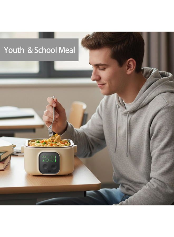 BOKASM Portable Rechargeable Electric Lunch Box with Digital Screen, Food Heating Container - Image 3