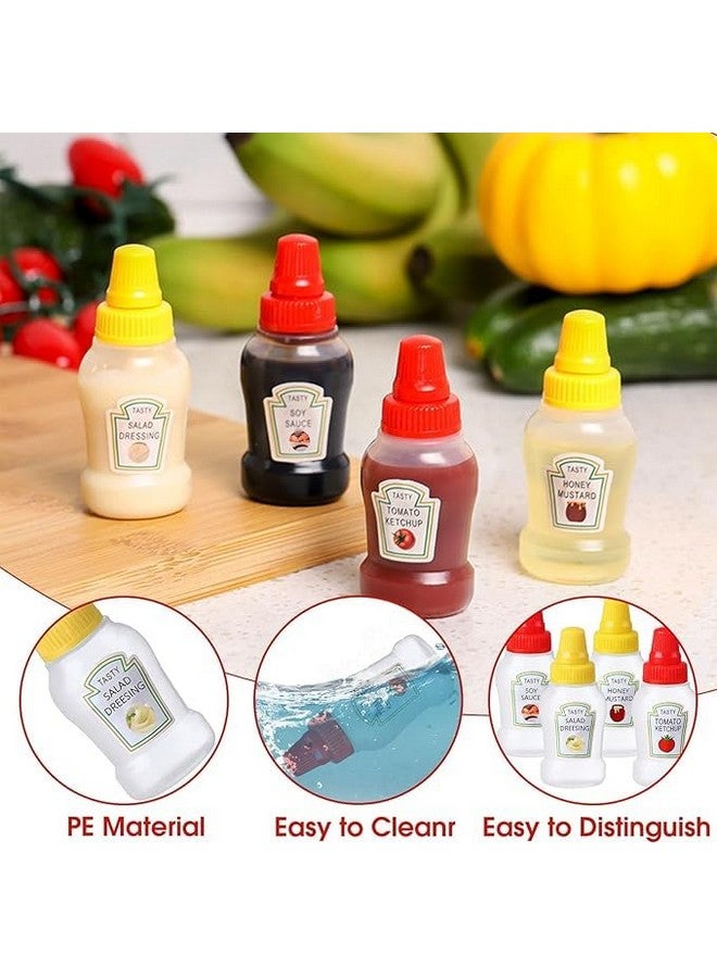 Prostuff.in® 2pcs 25ml Mini Condiment Squeeze Bottles Dispensers With Screw Cap For Ketchup/Honey/Salad/Soy Sauce Portable Storage Containers Jars Office School Multicolor - Image 3