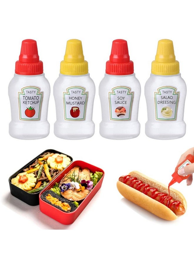 Prostuff.in® 2pcs 25ml Mini Condiment Squeeze Bottles Dispensers With Screw Cap For Ketchup/Honey/Salad/Soy Sauce Portable Storage Containers Jars Office School Multicolor - Image 1