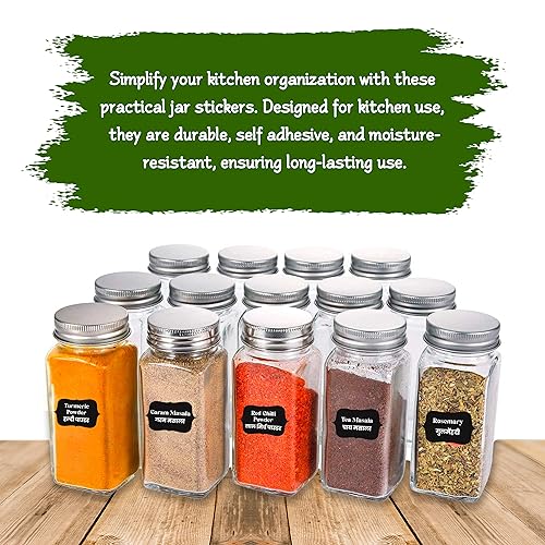 WONDER HUB Spice Jar Labels Preprinted Waterproof Sticker Self-Adhesive Vinyl Stickers Easy to Identify Spices - Pack of 150 Spice Labels - Image 2