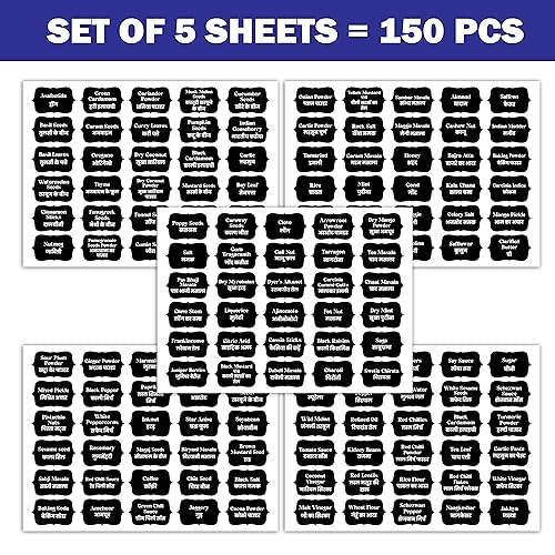 WONDER HUB Spice Jar Labels Preprinted Waterproof Sticker Self-Adhesive Vinyl Stickers Easy to Identify Spices - Pack of 150 Spice Labels - Image 3