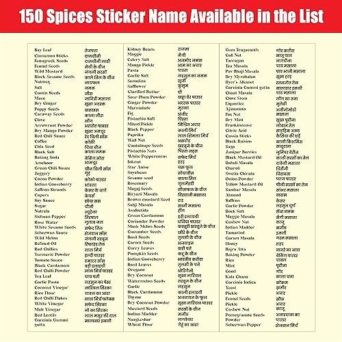 WONDER HUB Spice Jar Labels Preprinted Waterproof Sticker Self-Adhesive Vinyl Stickers Easy to Identify Spices - Pack of 150 Spice Labels - Image 5
