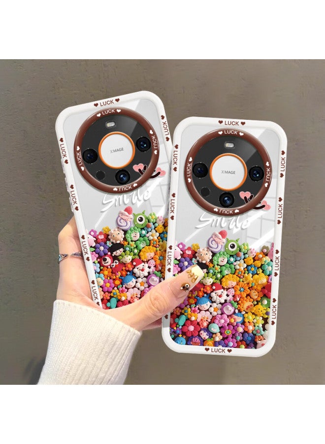 Inkaida Yingkaida Mate60pro Phone Case, Full Protection, Shockproof, Anti-fingerprint, Creative High-end Protective Case For Men And Women, Puff Case With Colorful Figurines - Image 2