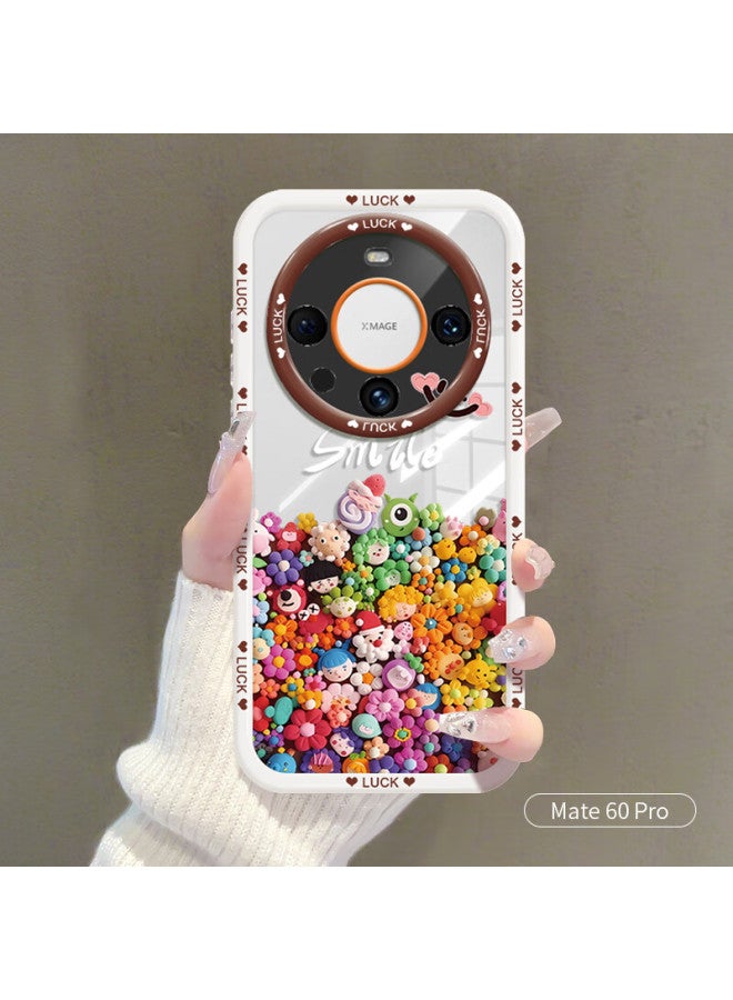Inkaida Yingkaida Mate60pro Phone Case, Full Protection, Shockproof, Anti-fingerprint, Creative High-end Protective Case For Men And Women, Puff Case With Colorful Figurines - Image 1