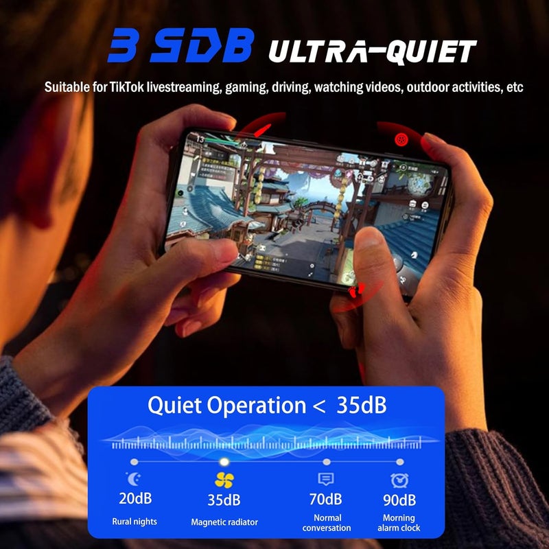 Magnetic Phone Cooler: High-performance Semiconductor Cooling, Strong Scratch-free Magnetic Adhesion - 3-in-1 Configurable Design, Ultra-quiet 35dB Operation Portable RGB Radiator for Mobile Gaming, L - Image 5