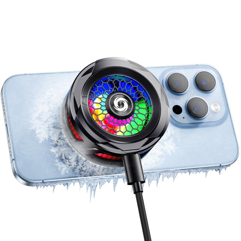 Magnetic Phone Cooler: High-performance Semiconductor Cooling, Strong Scratch-free Magnetic Adhesion - 3-in-1 Configurable Design, Ultra-quiet 35dB Operation Portable RGB Radiator for Mobile Gaming, L - Image 1