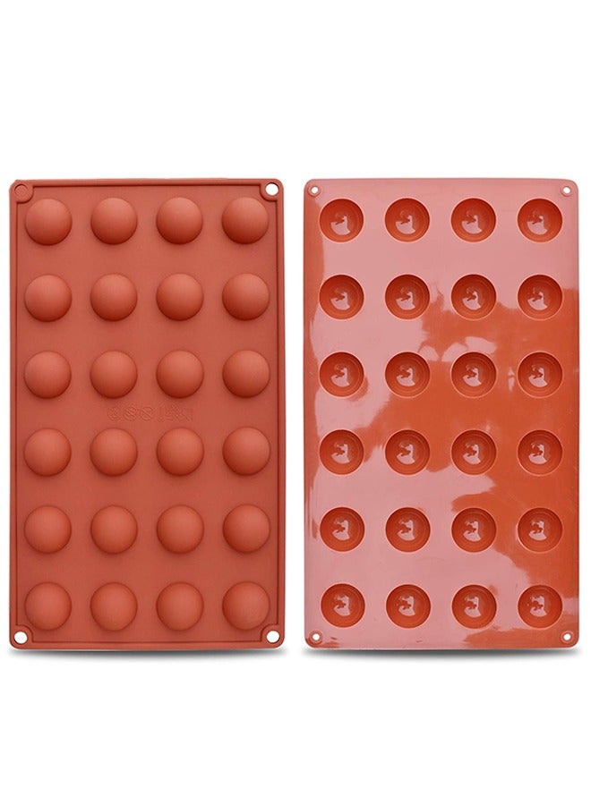 Mini 24-Cavity Semi Sphere Silicone Mold, 2 Packs Baking Mold for Making Chocolate, Cake, Jelly - Image 1
