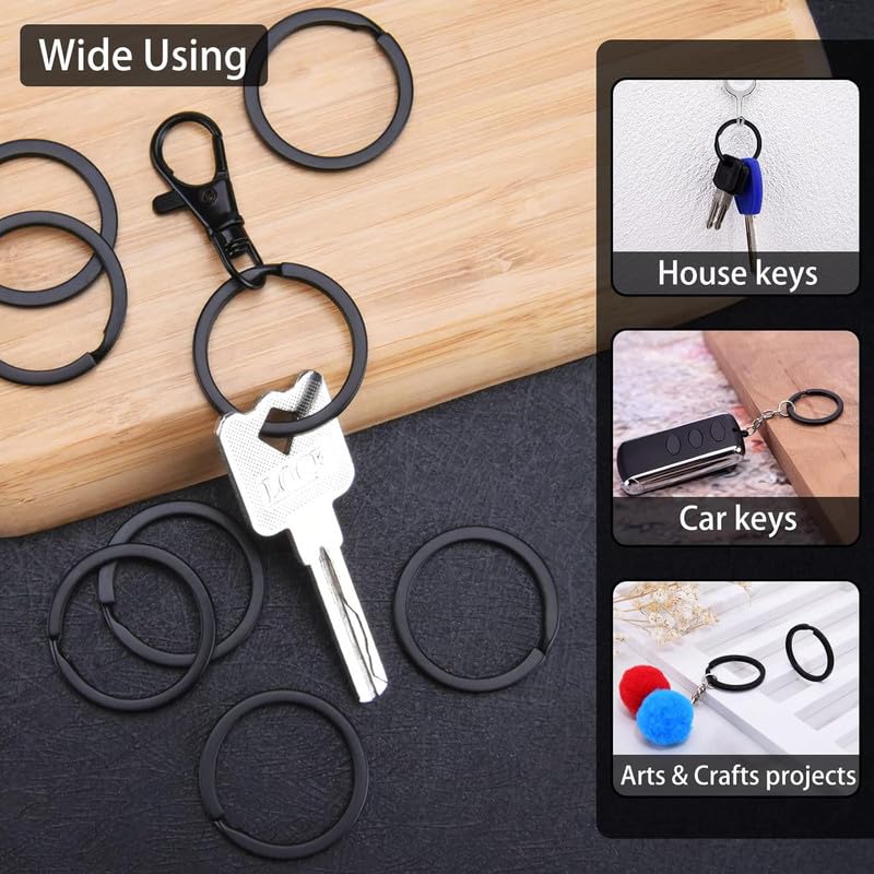 EVALUEMART Round Shape Key Rings 25mm Diameter | Flat Metal Split Key Chain Rings | Strong Black Key Holder Ring for Organizing Keys Craft DIY Accessories Tags and Everyday Use - Image 5