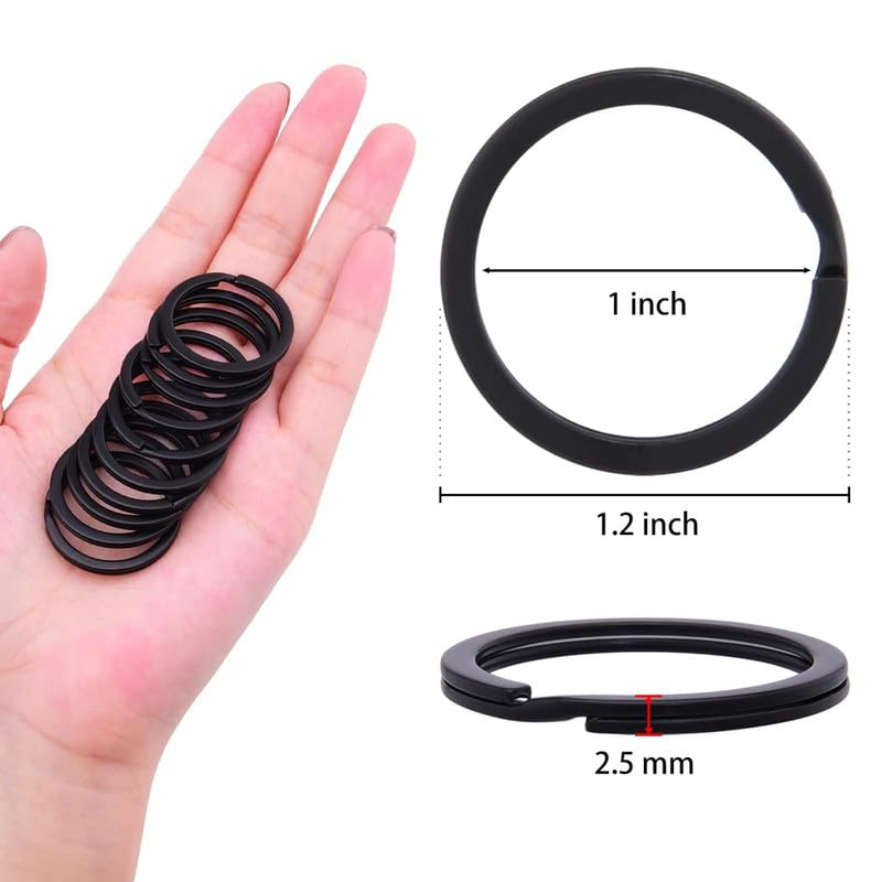 EVALUEMART Round Shape Key Rings 25mm Diameter | Flat Metal Split Key Chain Rings | Strong Black Key Holder Ring for Organizing Keys Craft DIY Accessories Tags and Everyday Use - Image 2