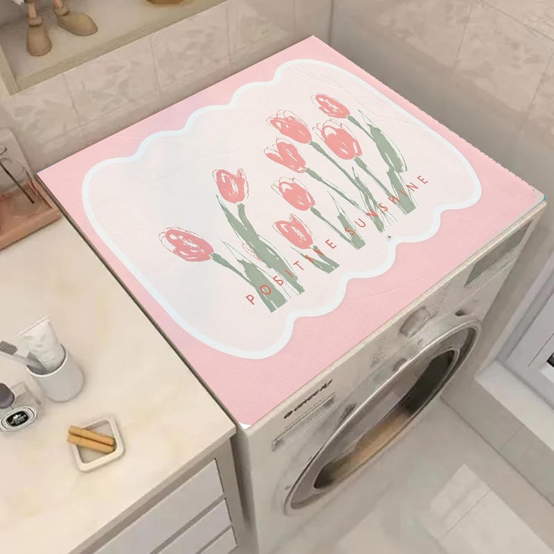 Home-Cloud Non-Slip Washing Machine Mat – Durable Waterproof Protective Cover for Washer & Dryer, Dust-Resistant Mat Ideal for Laundry Room & Kitchen Appliances | 60x60 cm (Pink) - Image 1