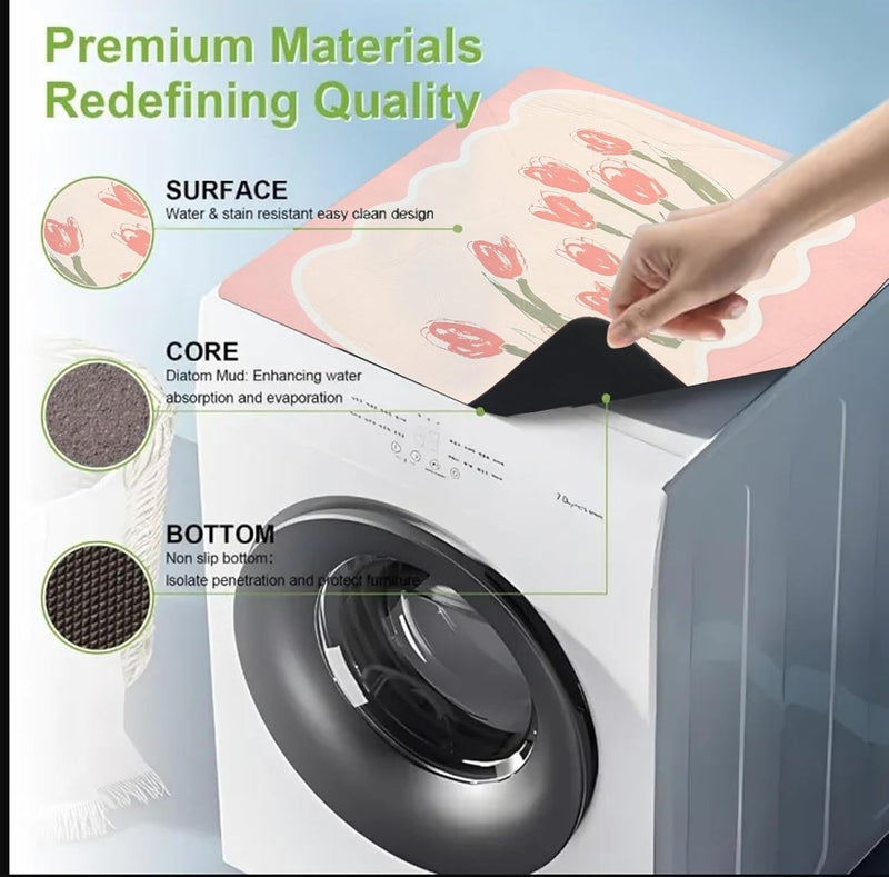 Home-Cloud Non-Slip Washing Machine Mat – Durable Waterproof Protective Cover for Washer & Dryer, Dust-Resistant Mat Ideal for Laundry Room & Kitchen Appliances | 60x60 cm (Pink) - Image 2