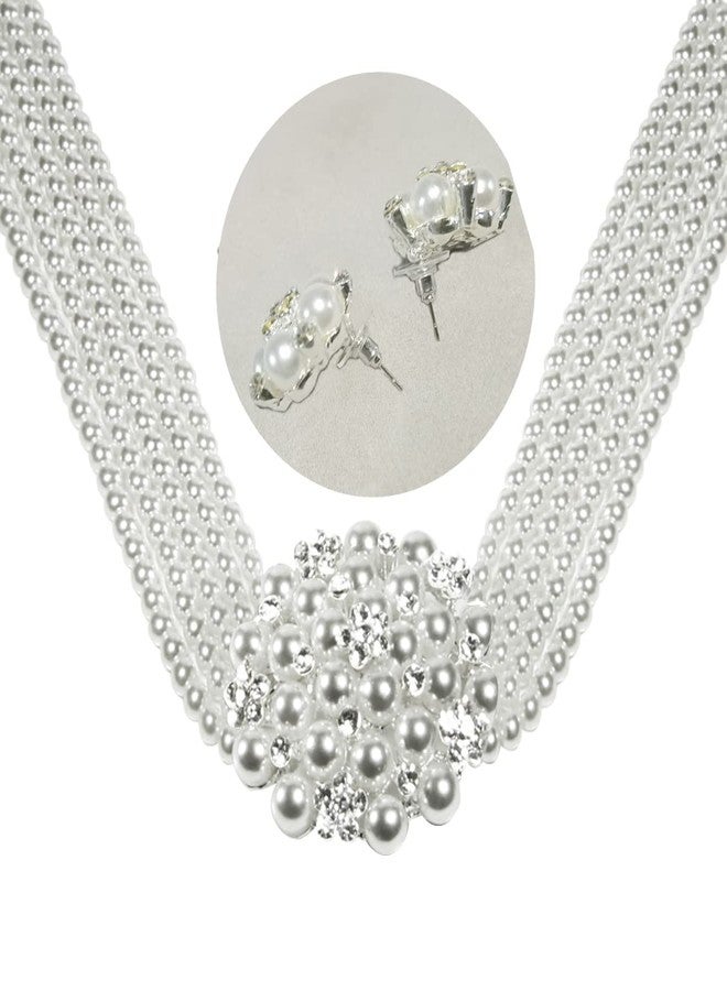 ROFIFY Women Faux Pearl Necklace Earring Set Audrey Hepburn Style Costume Accessory Inspired by Breakfast at Tiffanys LFFJ036 ZHEN - Image 5
