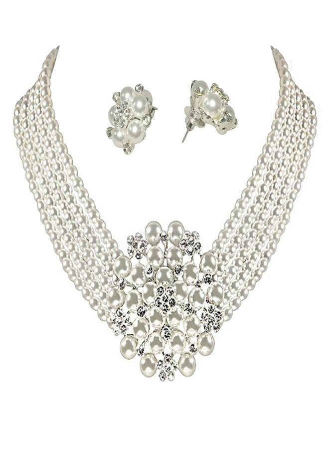ROFIFY Women Faux Pearl Necklace Earring Set Audrey Hepburn Style Costume Accessory Inspired by Breakfast at Tiffanys LFFJ036 ZHEN - Image 1