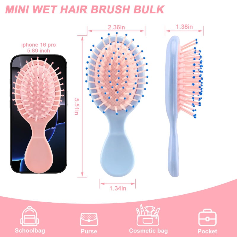 HOFASON 3 Pcs Mini Wet Hair Brush for Women Girls Toddler, Stocking Stuffers for Women Teens Girls, Bridesmaid Proposal Gifts, Spa Party Supplies, Summer Stuff, Detangling Hair Brush for Travel - Image 2