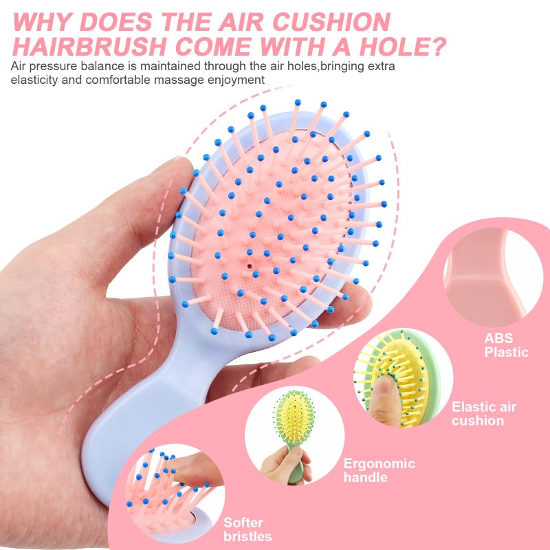HOFASON 3 Pcs Mini Wet Hair Brush for Women Girls Toddler, Stocking Stuffers for Women Teens Girls, Bridesmaid Proposal Gifts, Spa Party Supplies, Summer Stuff, Detangling Hair Brush for Travel - Image 3