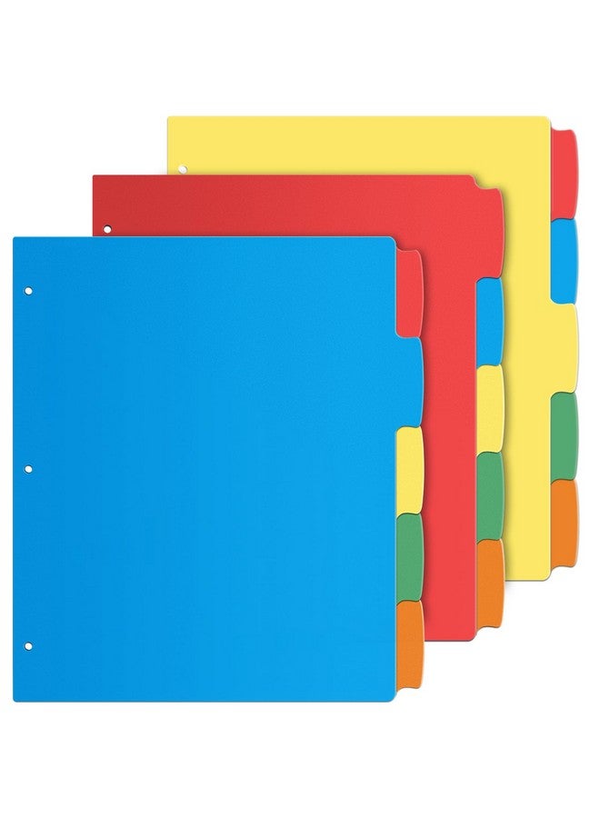 V-Opitos 5Tab Index Dividers With 3 Holes Punched Set Of 3 Plastic Multicolor Dividers For 3 Ring Binders 15 Pcs Dividers For School & Office Supplies - Image 1