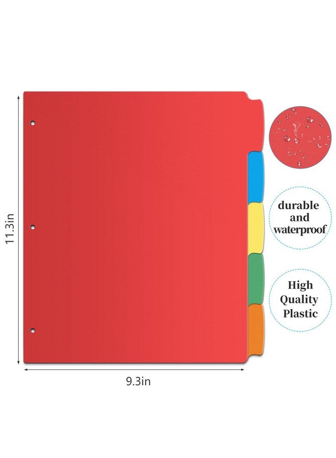 V-Opitos 5Tab Index Dividers With 3 Holes Punched Set Of 3 Plastic Multicolor Dividers For 3 Ring Binders 15 Pcs Dividers For School & Office Supplies - Image 5