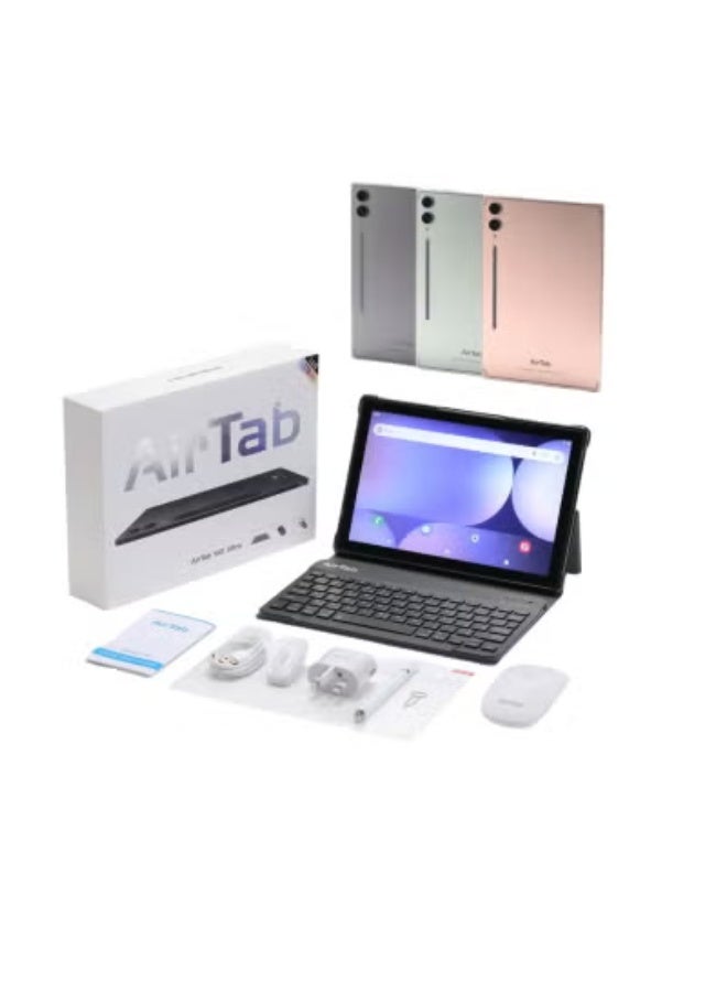 AirTab S10 ULTRA 10.1-Inch Android 13 Smart Tablet with 16GB RAM and Huge 1TB Storage – Full HD Display, Quad-Core Processor, Dual SIM 4G LTE + Wi-Fi, Includes Stylus Pen and Keyboard – Long Battery Life – Slim & Stylish Gray Tablet for Work, Study & Entertainment  - Image 1
