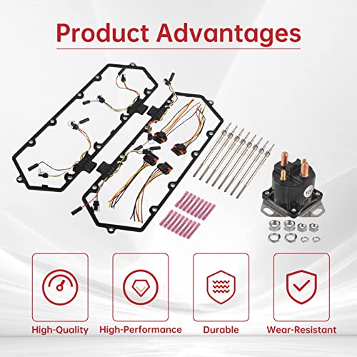 FGJQEFG Injector Glow Plug Harnesses + Valve Cover Gaskets + Relay Solenoid Compatible with 94-97 7.3L Ford F250 E350 Powerstroke Diesel Replace F4TZ12A342BA F4TZ-9D930-K F4TZ-6584-A F81Z-12B533-AC - Image 2