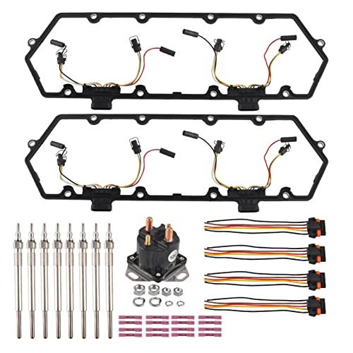 FGJQEFG Injector Glow Plug Harnesses + Valve Cover Gaskets + Relay Solenoid Compatible with 94-97 7.3L Ford F250 E350 Powerstroke Diesel Replace F4TZ12A342BA F4TZ-9D930-K F4TZ-6584-A F81Z-12B533-AC - Image 1