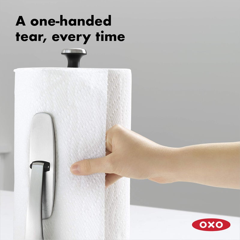 OXO OXO Good Grips SimplyTear Paper Towel Holder - Stainless Steel (Silver & Black)  - Image 4