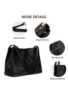Kattee Soft Genuine Leather Tote Bags For Women Casual Shoulder Hobo Purses And Handbags With Top Magnetic Snap Closure (Black)  - Image 5