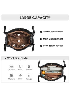 Kattee Soft Genuine Leather Tote Bags For Women Casual Shoulder Hobo Purses And Handbags With Top Magnetic Snap Closure (Black)  - Image 4
