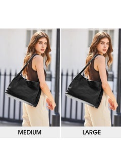 Kattee Soft Genuine Leather Tote Bags For Women Casual Shoulder Hobo Purses And Handbags With Top Magnetic Snap Closure (Black)  - Image 2