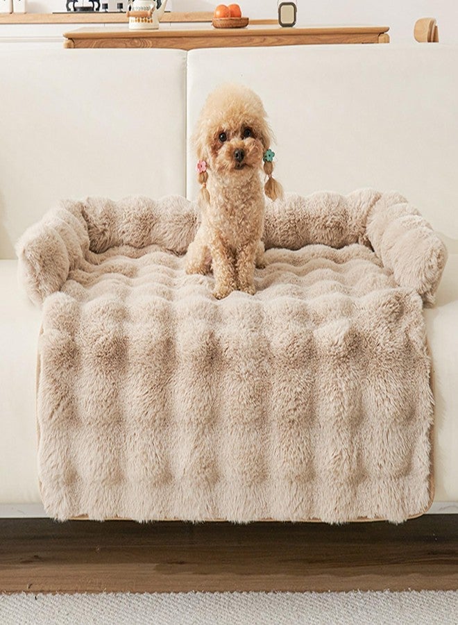 Calming Dog Bed for Couch, 29.5 x 29.5 inch, Non-Slip Rabbit-Velvet Dog Sofa Mat for Furniture Protector, Perfect for Small, Medium Dogs and Cats (Khaki, Medium) - Image 2