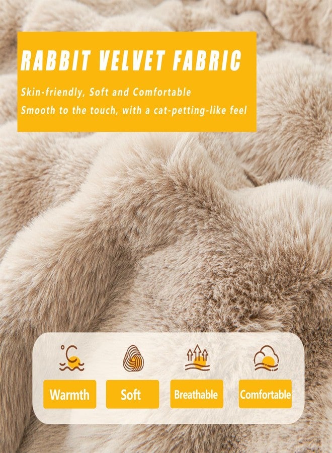 Calming Dog Bed for Couch, 29.5 x 29.5 inch, Non-Slip Rabbit-Velvet Dog Sofa Mat for Furniture Protector, Perfect for Small, Medium Dogs and Cats (Khaki, Medium) - Image 4
