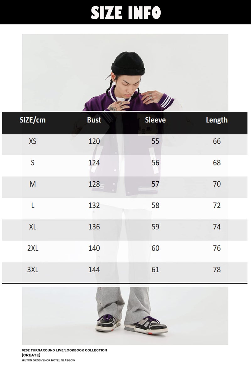 Moshtashio Mens Varsity College Jacket Baseball Bomber Jacket Vintage Sweatshirt Casual Unisex Streetwear Coats with Patch (Purple, XX-Large) - Image 5
