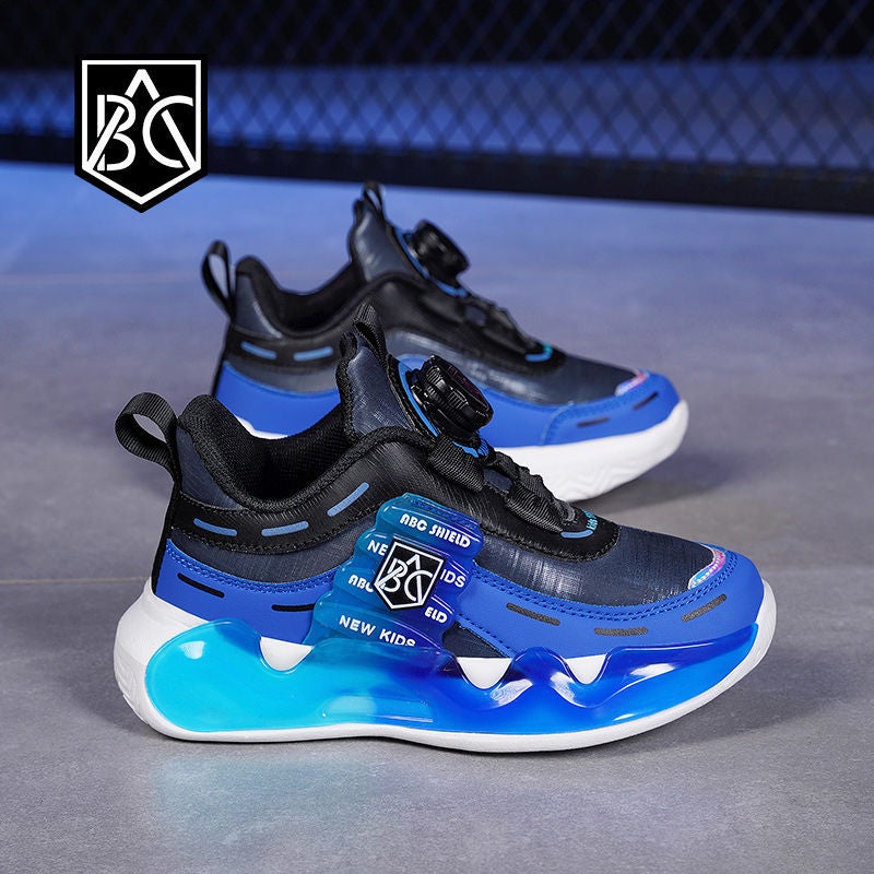 Brand Boys' Shoes Leather Waterproof Rotating Button Kidsren'S Sports Shoes Medium And Large Kidsren'S Mesh Shoes - Image 5